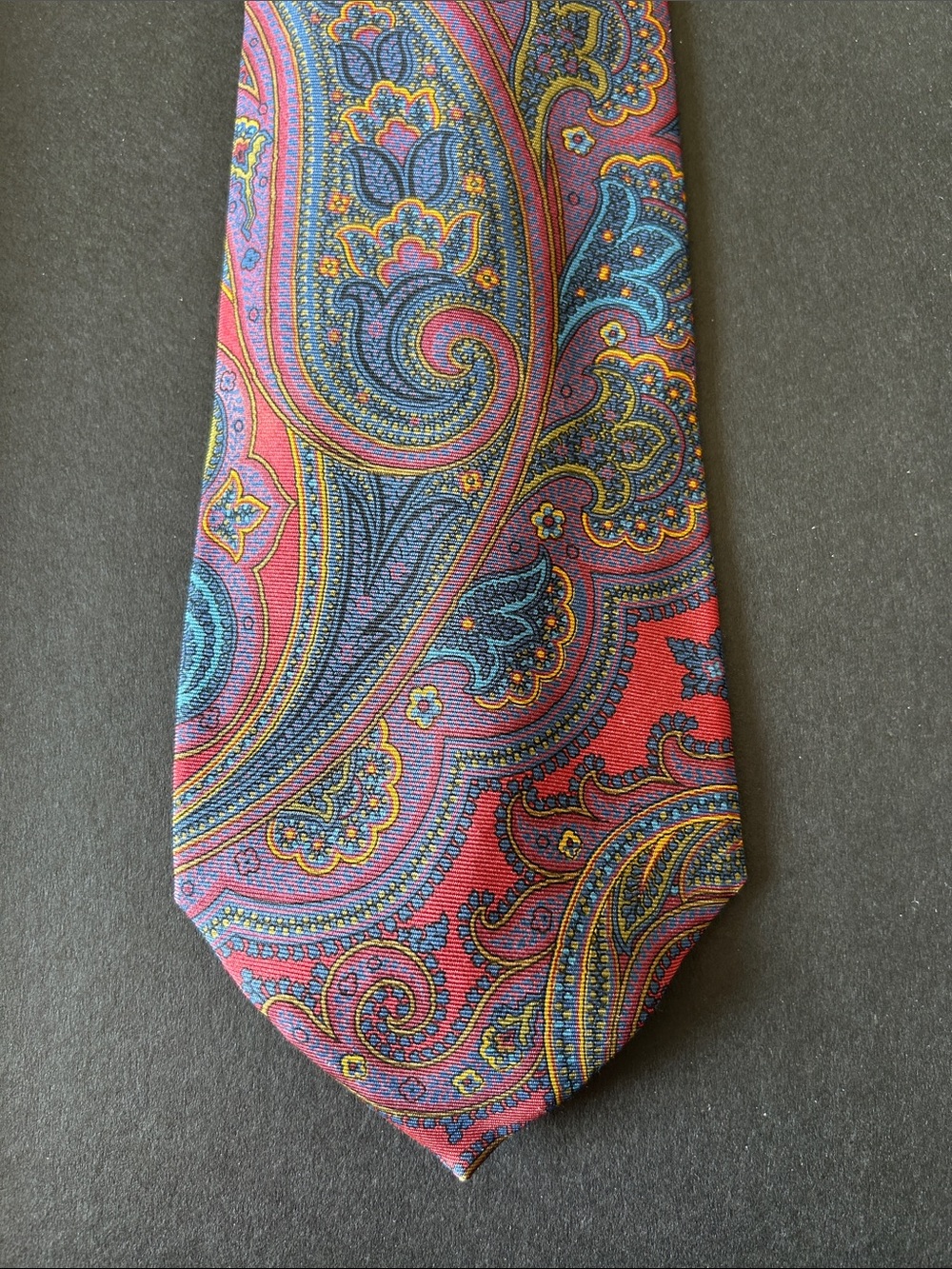 Paisley Silk Tie in Red and Blue - Men's Accessory
